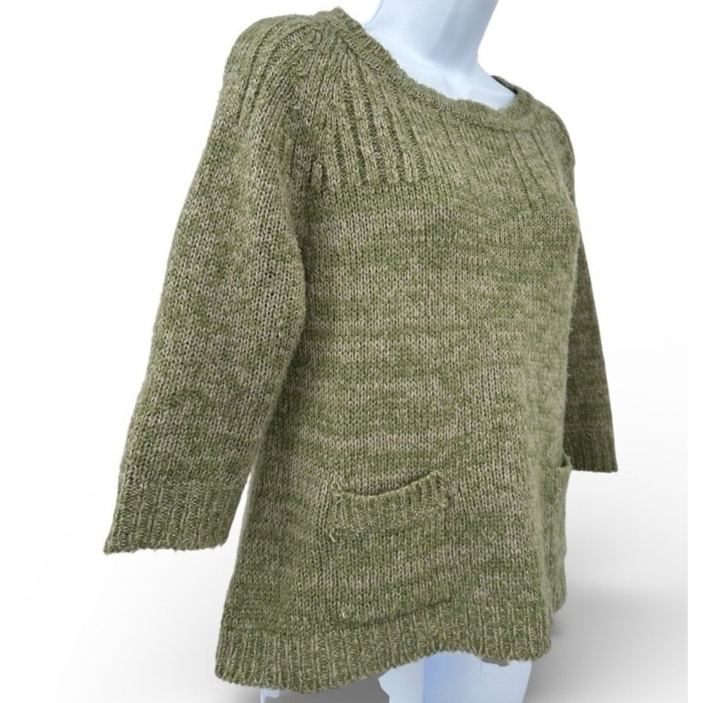 DEREK HEART Boatneck Sweater Moss Green Acrylic Knit 3/4 Sleeves Women's Medium - Picture 2 of 10